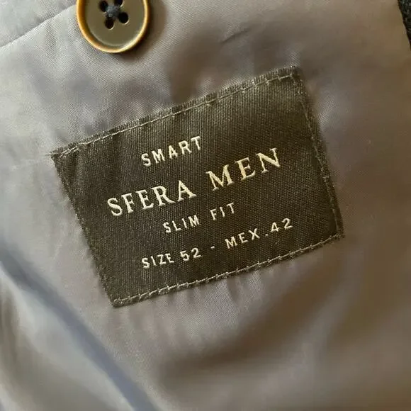 Men’s.  Sport Smart Sfera Bleu Blazer With elbow Patches Slim Fit Size 42 - Picture 7 of 12